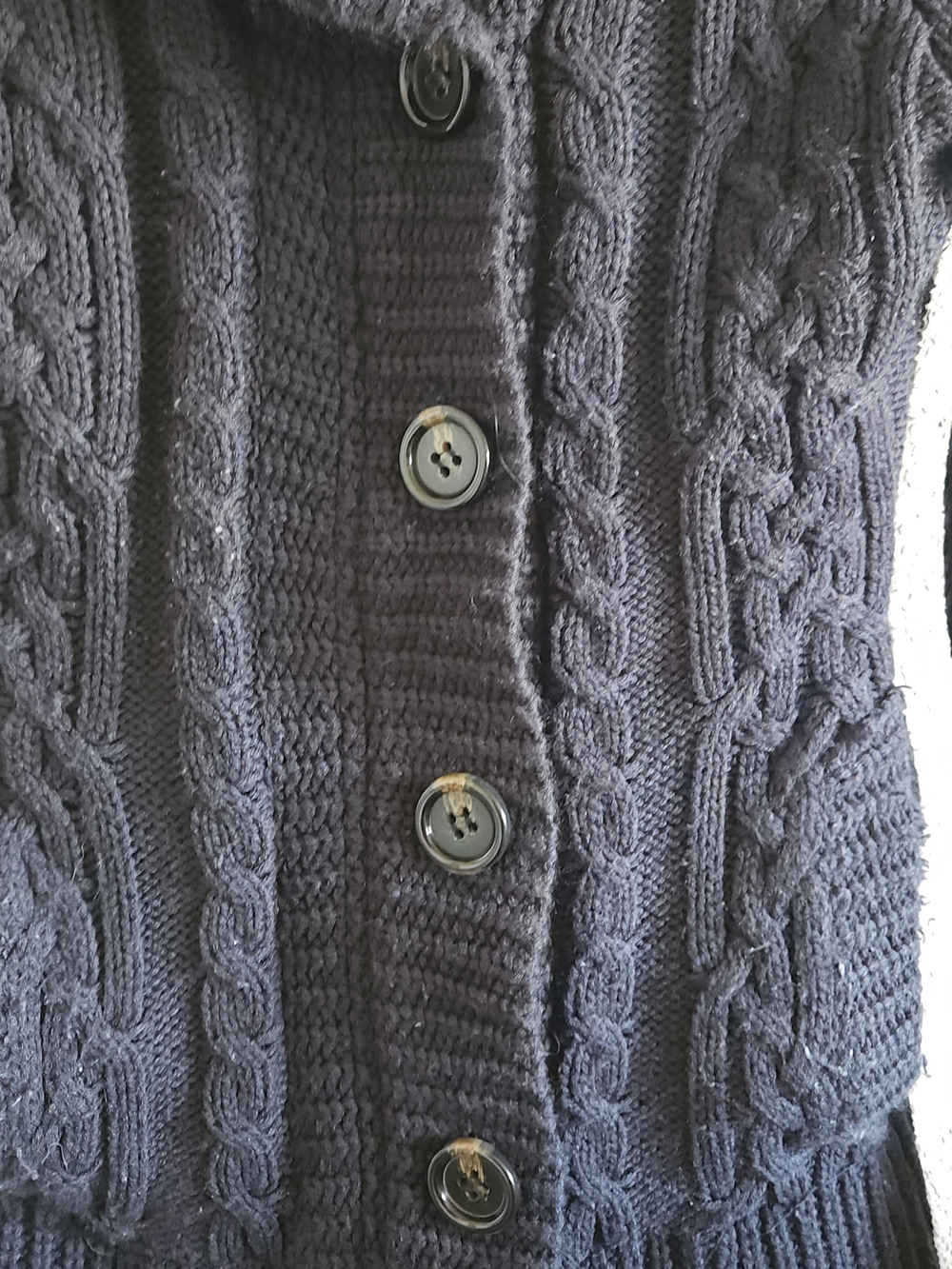 Navy Cable Knit Button-Up Sweater - Picture 3 of 9